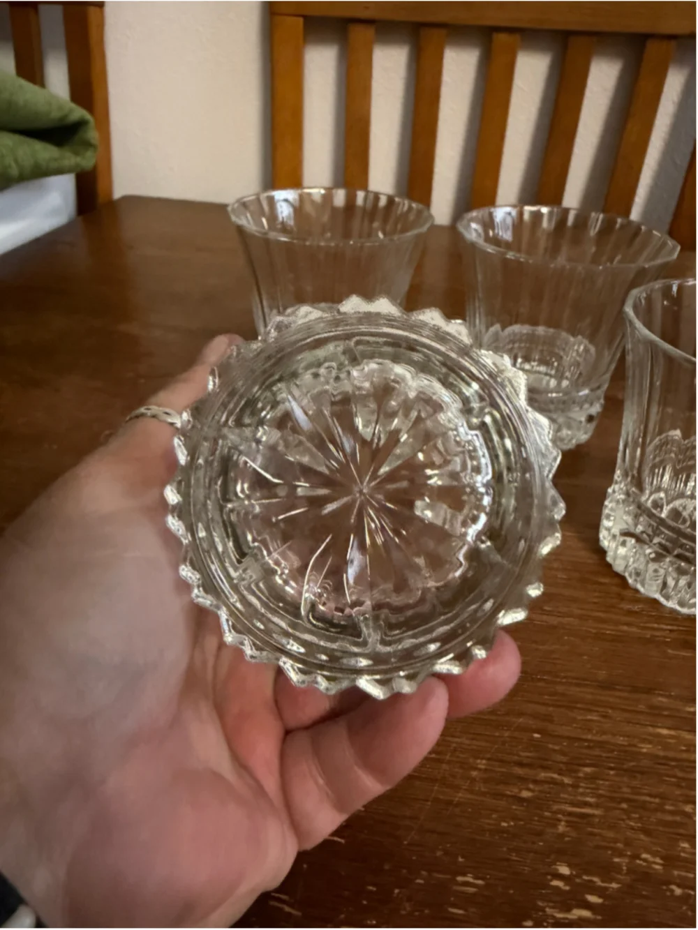 Vintage Set of 4 Flared Rocks Whiskey Glasses Paneled Textured Barware Cocktail